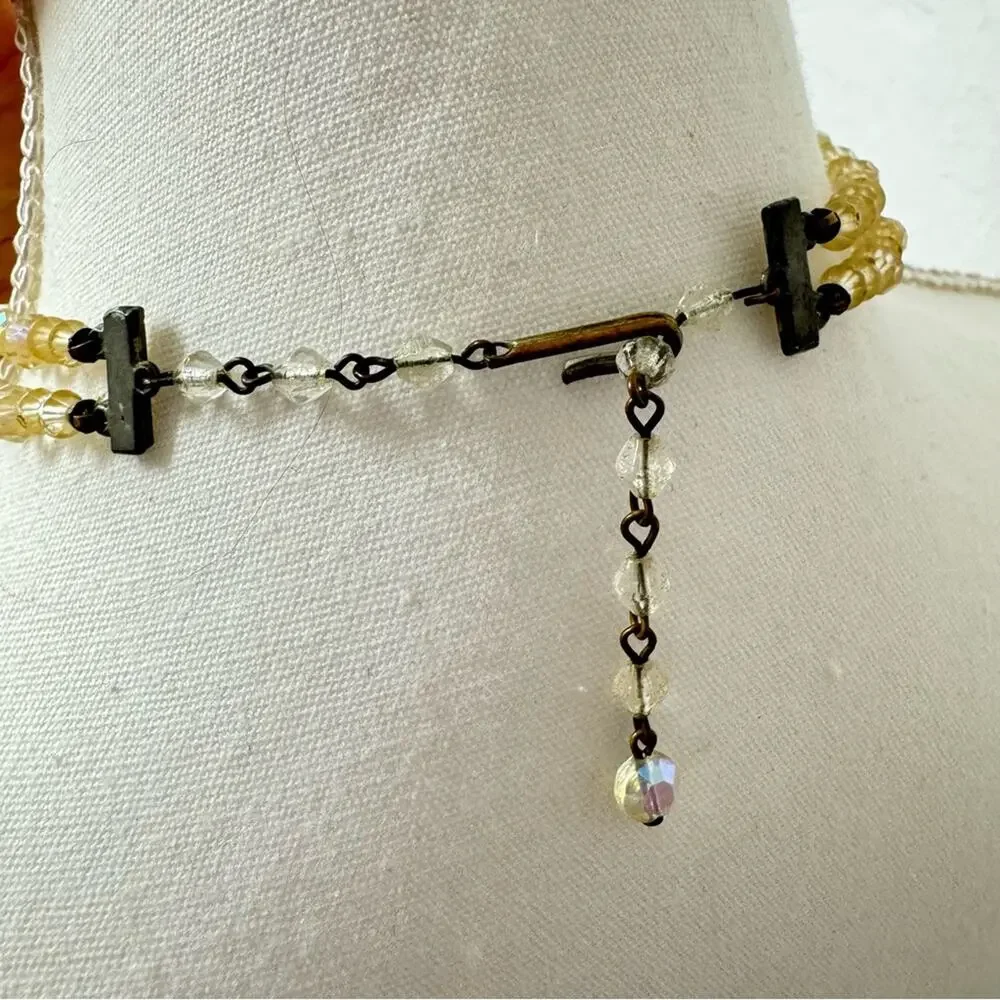 Vintage Australian Crystal Two Strand Aurora Borealis Necklace Estate Jewelry